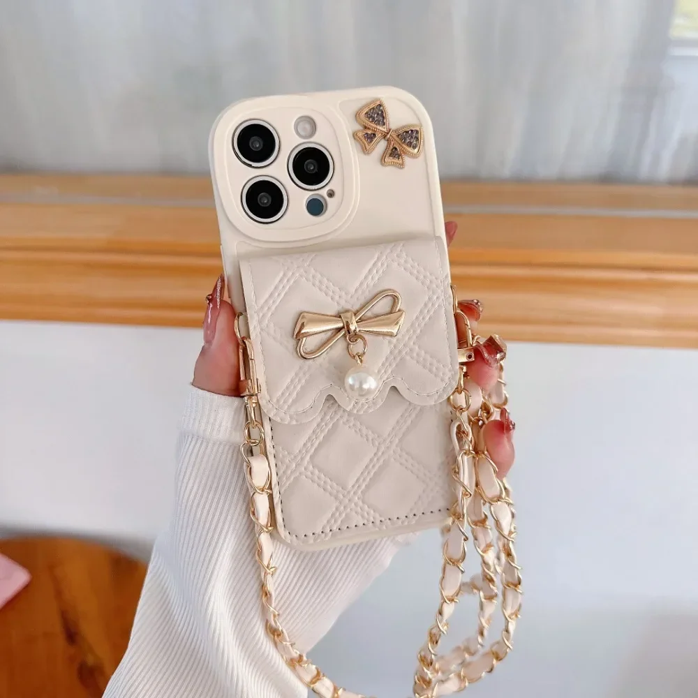Phone Cases Girly - 3D Bowknot Crossbody Card Holder Wallet