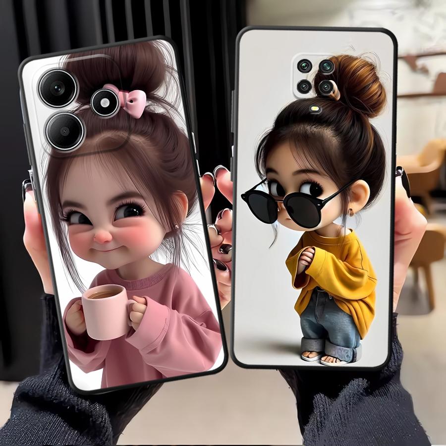 Phone Cases Girly - Cartoon Girl Pattern Funda Phone Cover