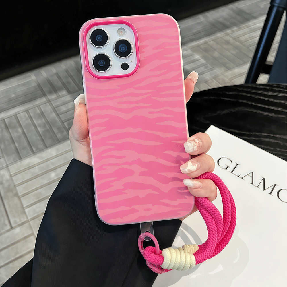 Phone Cases Zebra - With Lanyard Y2K Pink Zebra Print
