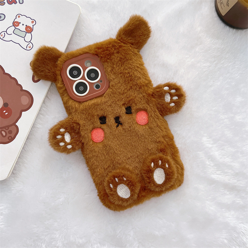 Korean 3D Cartoon Bear Fluffy  - Phone Cases Iphone review and price