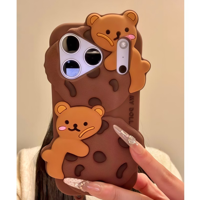 3D Cartoon Kawaii Biscuit Bear - Phone Cases Girly review and price