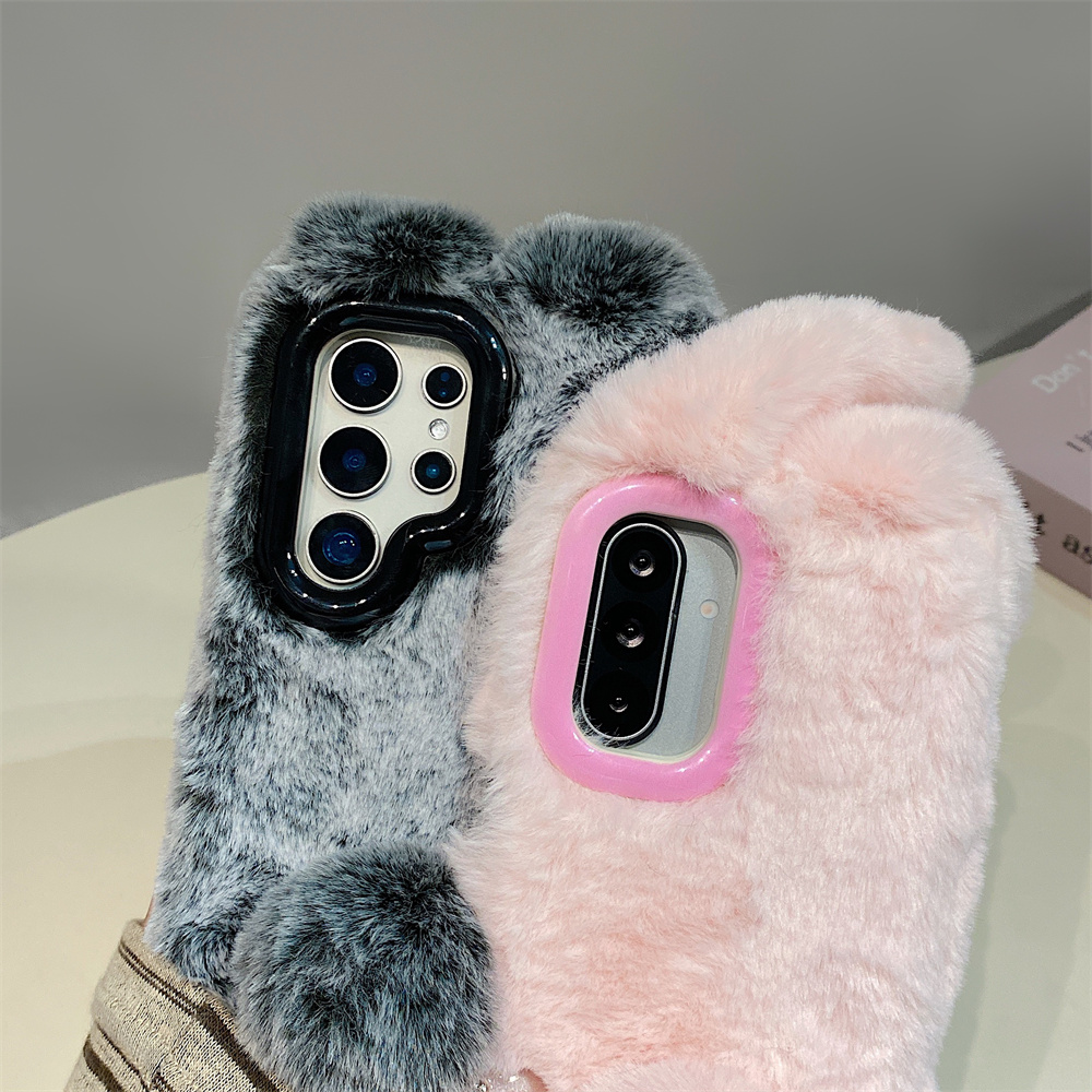 Cute Rabbit Ears Fluffy Stand  - Phone Cases Holder review and price